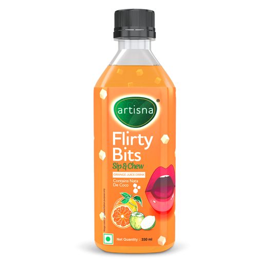 Picture of Artisna Flirty  Bits Sip & Chew OrangeJuice Drink 330ml