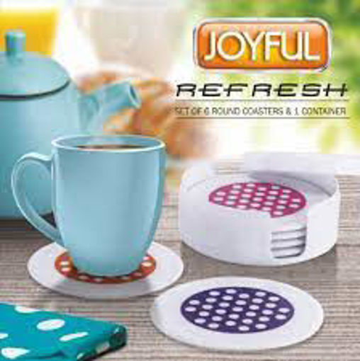 Picture of Joyful Refresh Set Of 6 Round Coasters & 1 Container