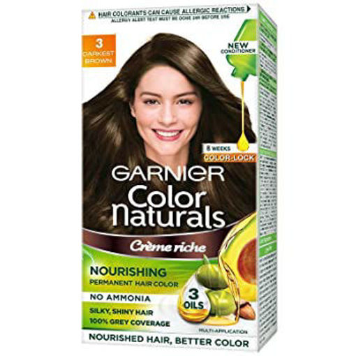 Picture of Garnier Color Naturals Creme Riche 3 Darkest Brown 60gm