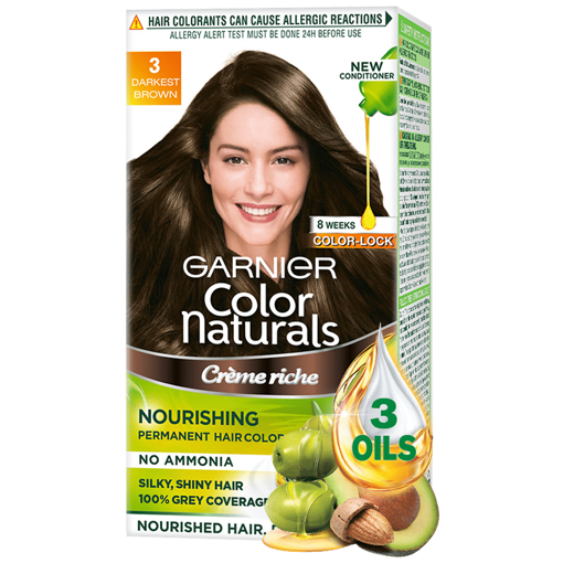 Picture of Garnier Color Naturals Creme Riche 3 Darkest Brown 30gm