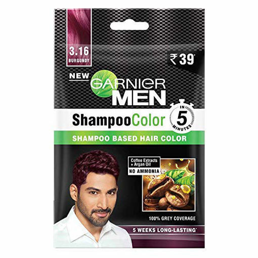 Picture of New Garnier Men Shampoo Color 3.16 Burgundy 10 Ml