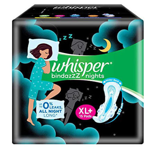 Picture of Whisper Bindazzz Nights XL+ 15 Pads