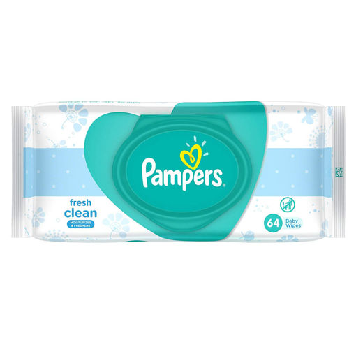 Picture of Pampers Baby Wipes Fresh Clean Dermatologically Tested Safe For Baby Skin 64 Count