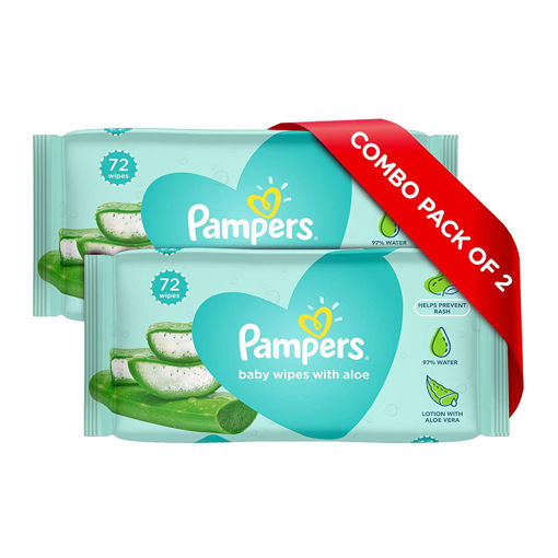 Picture of Pampers Baby Wipes With Aloe Combo Pack 72 Wipes