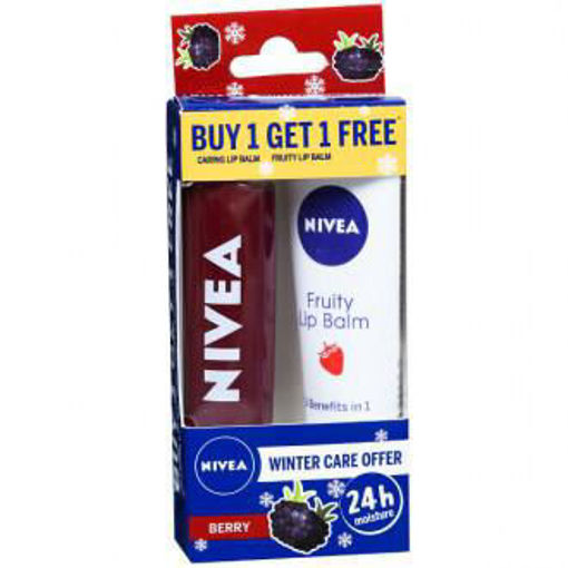 Picture of Nivea Winter Care Cherry Caring Lip Balm 4.8g+10g