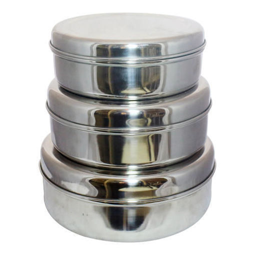 Picture of Chamak Stainless Steel Round Dabba 3 Pcs