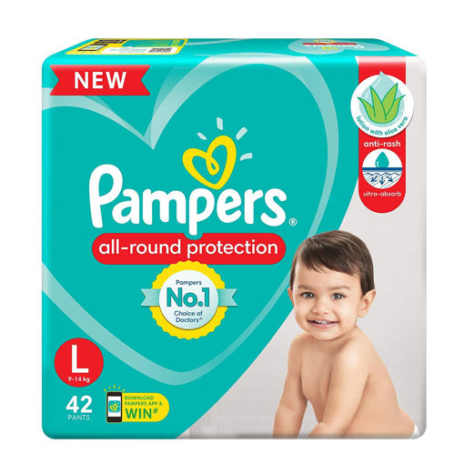 Picture of Pampers All round Protection Pants, Large size baby diapers (LG) 42 Count