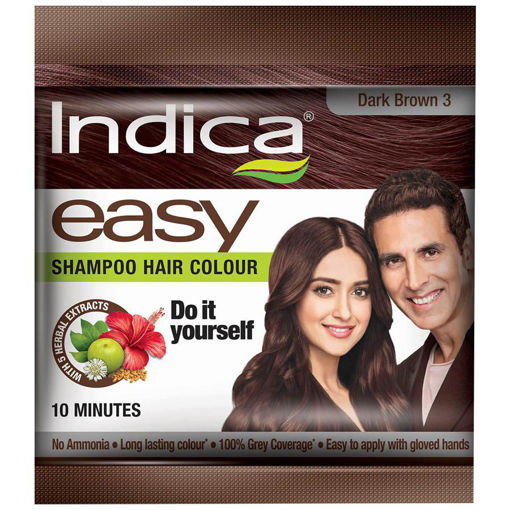 Picture of Indica Easy Shampoo Hair Colour Dark Brown3  18ml