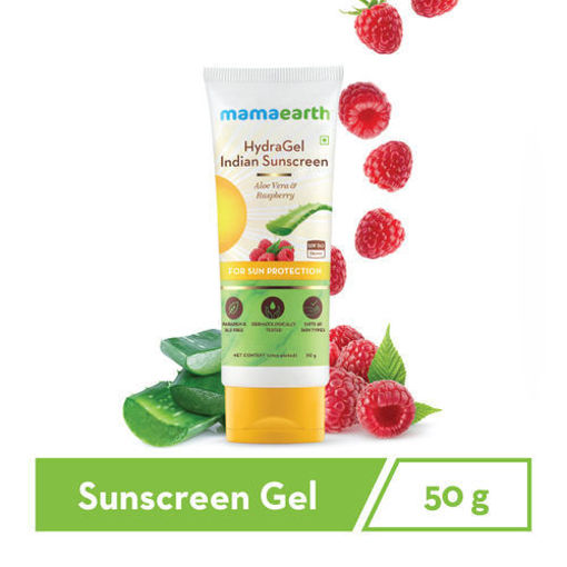 Picture of Mamaearth Hydra Gel Indian Sunscreen Aloe Vera & Raspeberry 50g