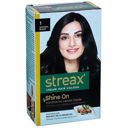 R-MART GROCERIES. streax-cream-hair -colour-shine-on-natural-black-25g-1n-pair
