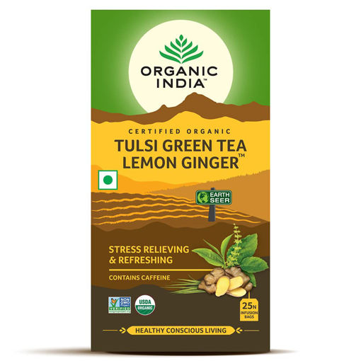 Picture of Organic India Tulsi Green Tea Lemon Ginger 25n Tea Bags