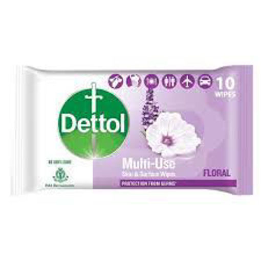 Picture of Dettol Disinfectant Sanitizer Wet Wipes  Floral 10Pce