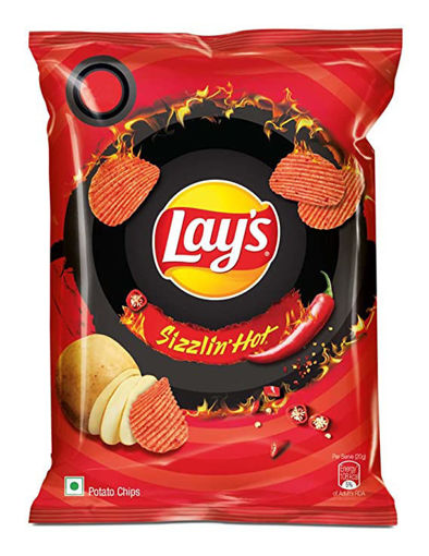 Picture of Lays Potato Chips Sizzlin Hot And Spicy Fiery 50g