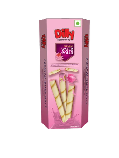 Picture of Dilly Premium Wafer Roll  Strawberry 100gm