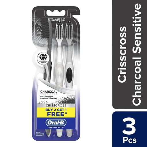Picture of Oral-B Pro-Health Criss-Cross Charcoal Toothbrush Buy 2 Get 1 Free