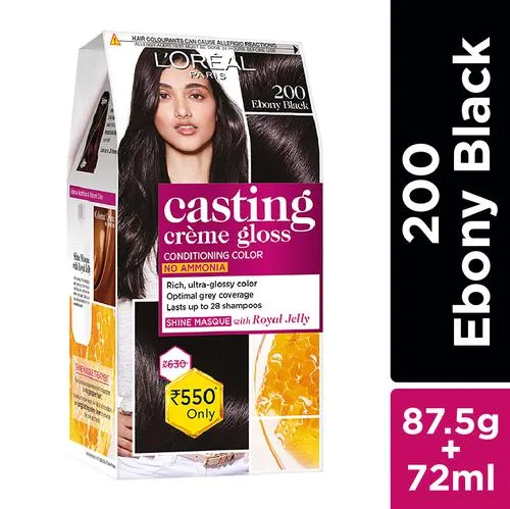 Picture of Loreal Paris Casting Creme Gloss Hair Color, 87.5 g + 72 ml 200 Ebony Black