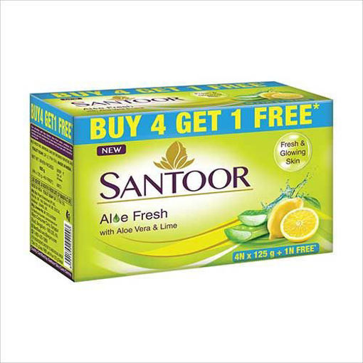 Picture of Santoor Aloe Fresh Aloe Vera & Lime Soap 625 g Buy 4 Get 1 Free