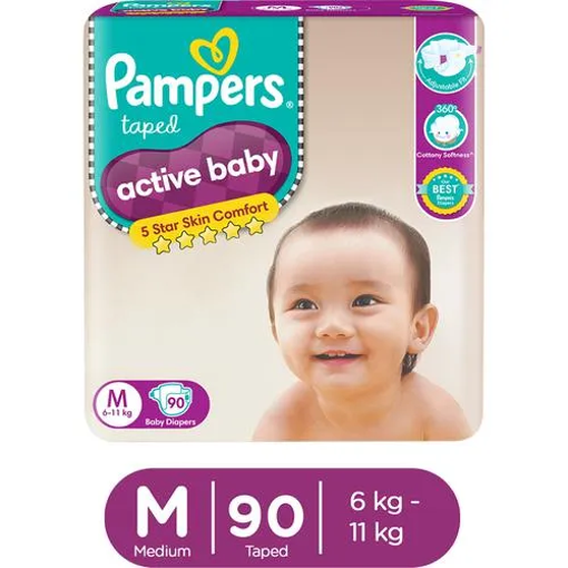 Picture of Pampers Active Baby Taped Diapers M 90pcs