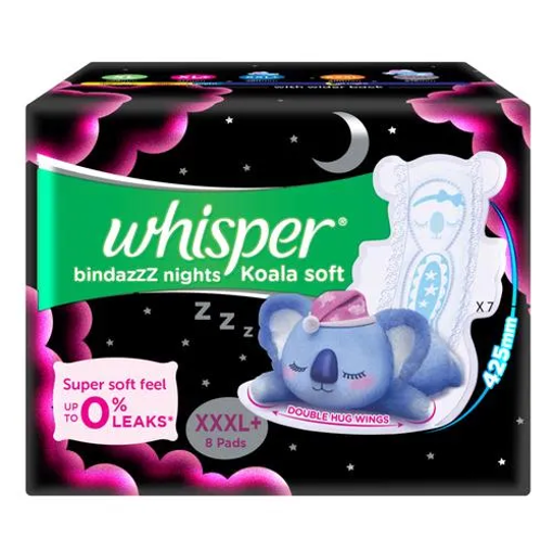 Picture of Whisper Bindazzz Nights Koala Soft Sanitary Pads - XXXL Plus 8 pcs