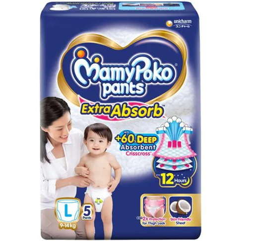 Picture of MAMYPOKO PANTS Extra Absorb Diaper Pants L 9 14 kg 5 pcs